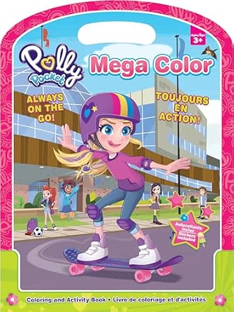 Polly Pocket Mega Color Kids Colouring Book with Convenient Handle & Sticker Sheet Polly Pocket Mega Color Kids Colouring Book with Convenient Handle & Sticker Sheet
